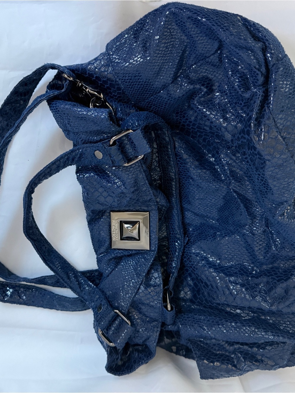 Kenneth Cole Reaction Navy Textured Shoulder Bag